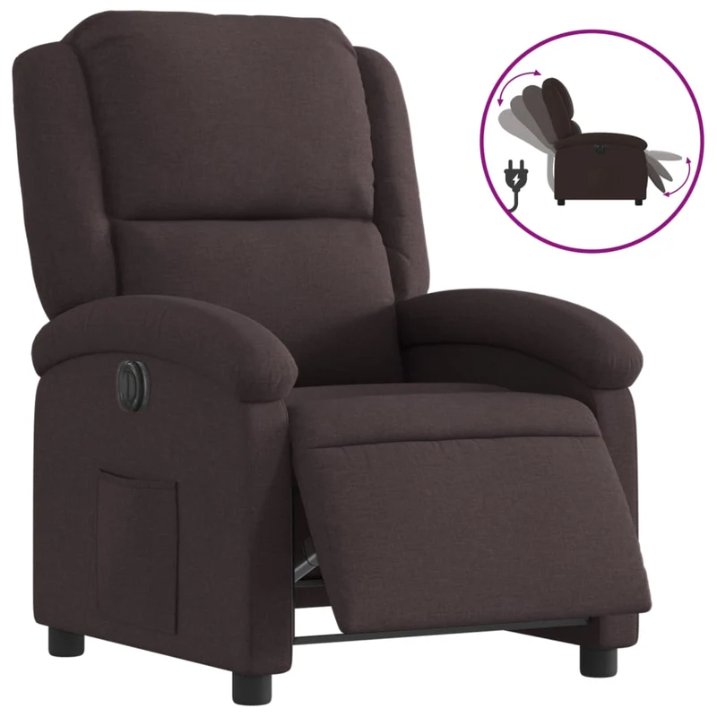 Fauteuil relax TV fonction d'inclinaison électrique très confortable en tissu marron foncé DEC028413