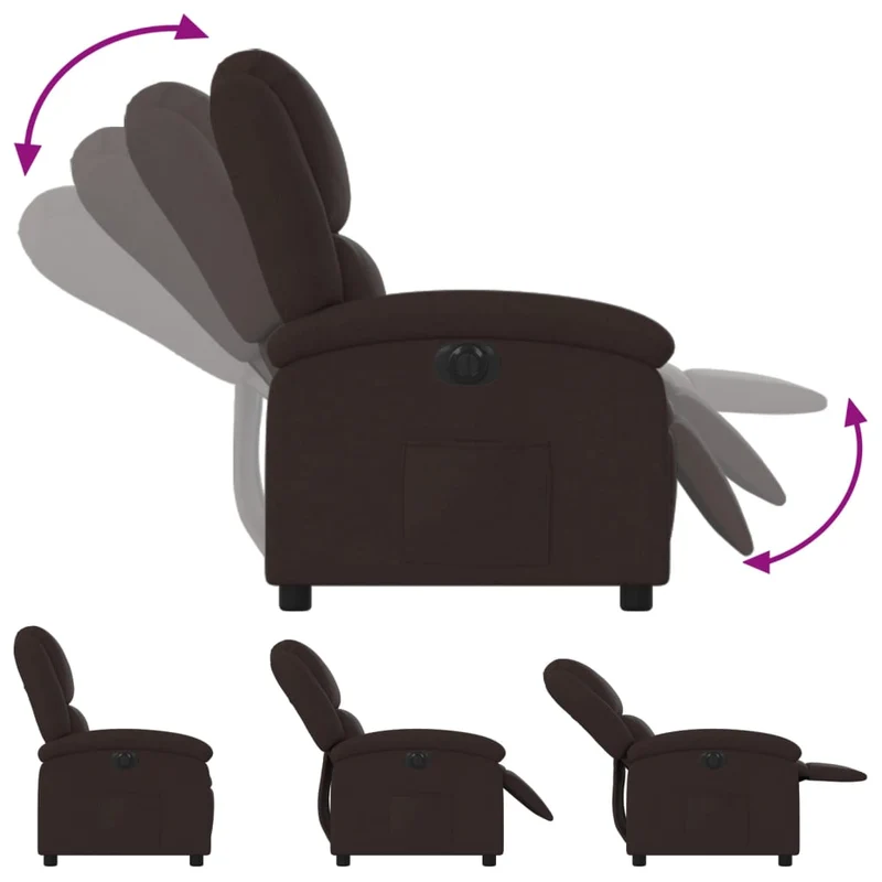 Fauteuil relax TV fonction d'inclinaison électrique très confortable en tissu marron foncé DEC028413