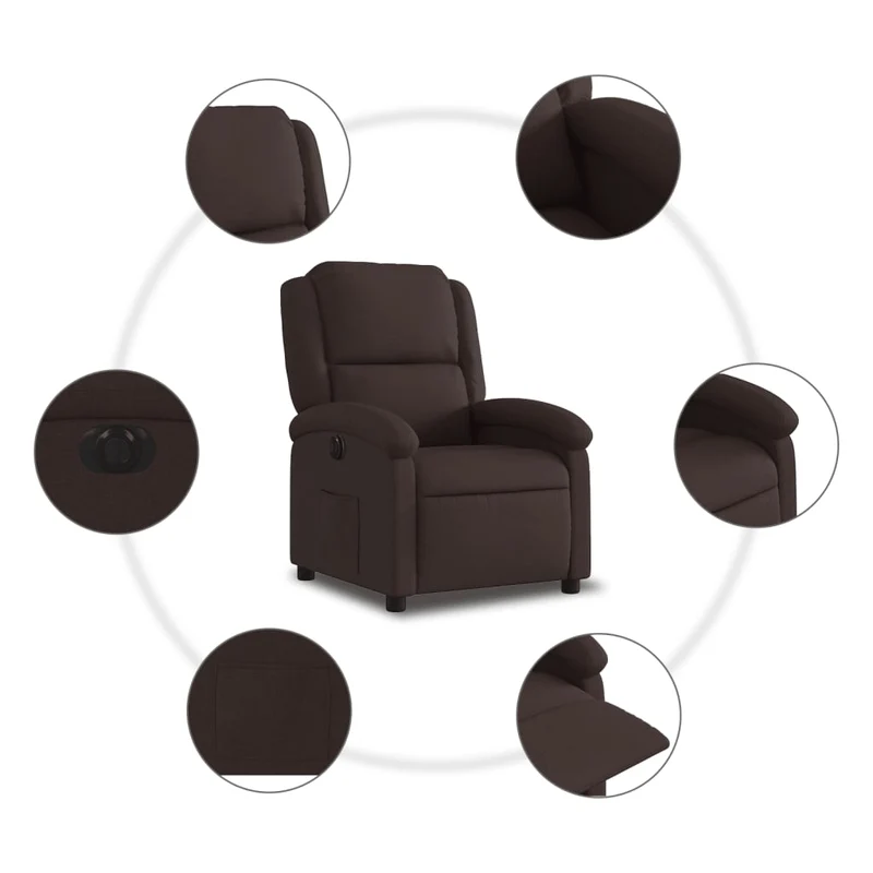 Fauteuil relax TV fonction d'inclinaison électrique très confortable en tissu marron foncé DEC028413