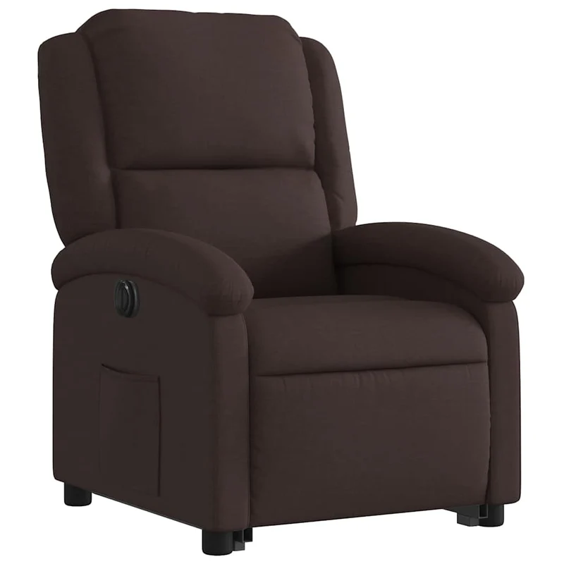Fauteuil relax TV fonction de levage électrique très confortable en tissu marron foncé DEC028419