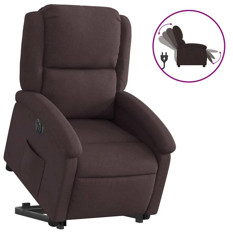 Fauteuil relax TV fonction de levage électrique très confortable en tissu marron foncé DEC028419