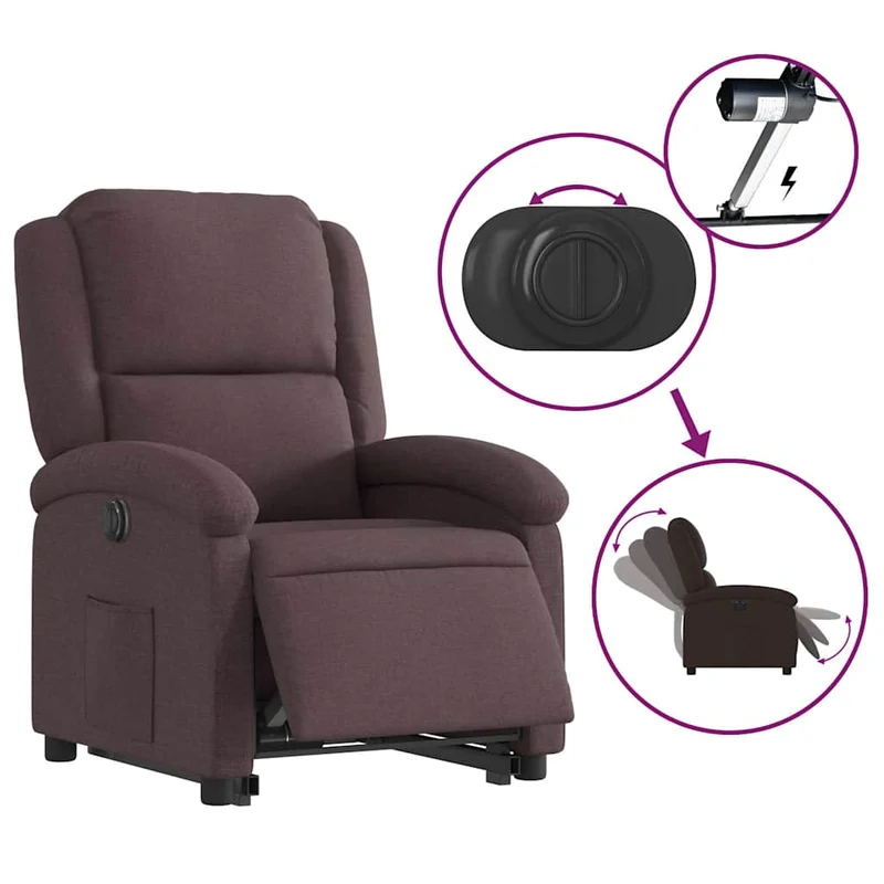 Fauteuil relax TV fonction de levage électrique très confortable en tissu marron foncé DEC028419