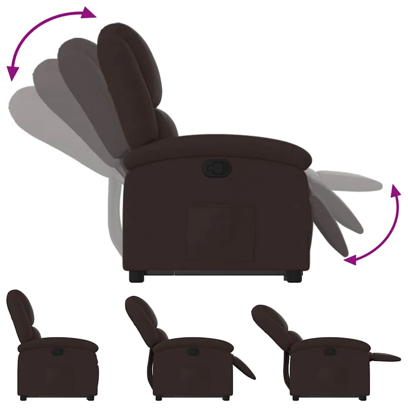 Fauteuil relax TV rembourrage confortable fonction de levage électrique en tissu marron foncé DEC027997