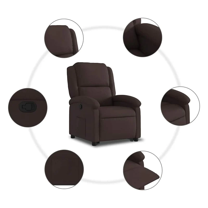 Fauteuil relax TV rembourrage confortable fonction de levage électrique en tissu marron foncé DEC027997