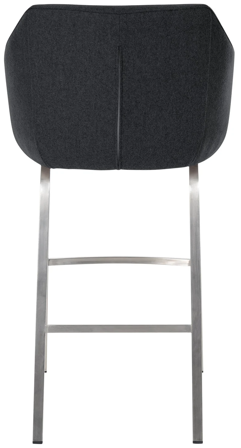 Tabouret de bar chaise haute x1 recouvert de feutrine anthracite avec piètement à quatre pieds en acier inoxydable 10_0005237