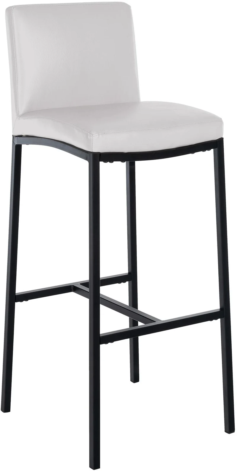 Tabouret de bar x1 design épuré et contemporain en PVC blanc cadre à quatre pieds en métal noir 10_0006268