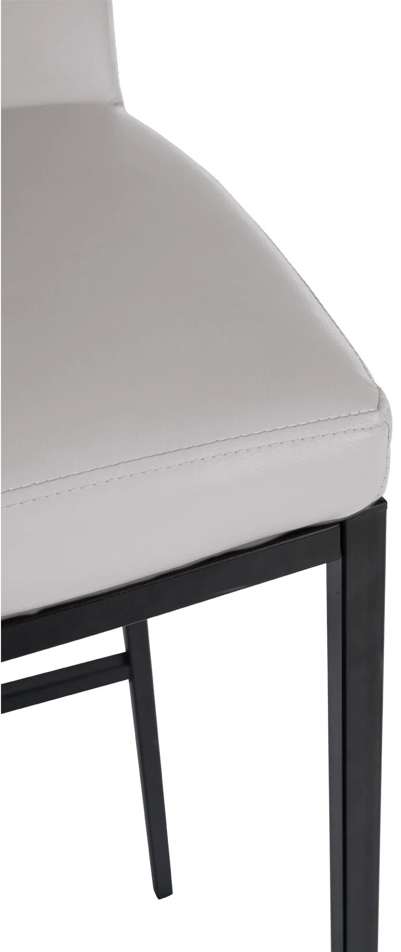 Tabouret de bar x1 design épuré et contemporain en PVC blanc cadre à quatre pieds en métal noir 10_0006268
