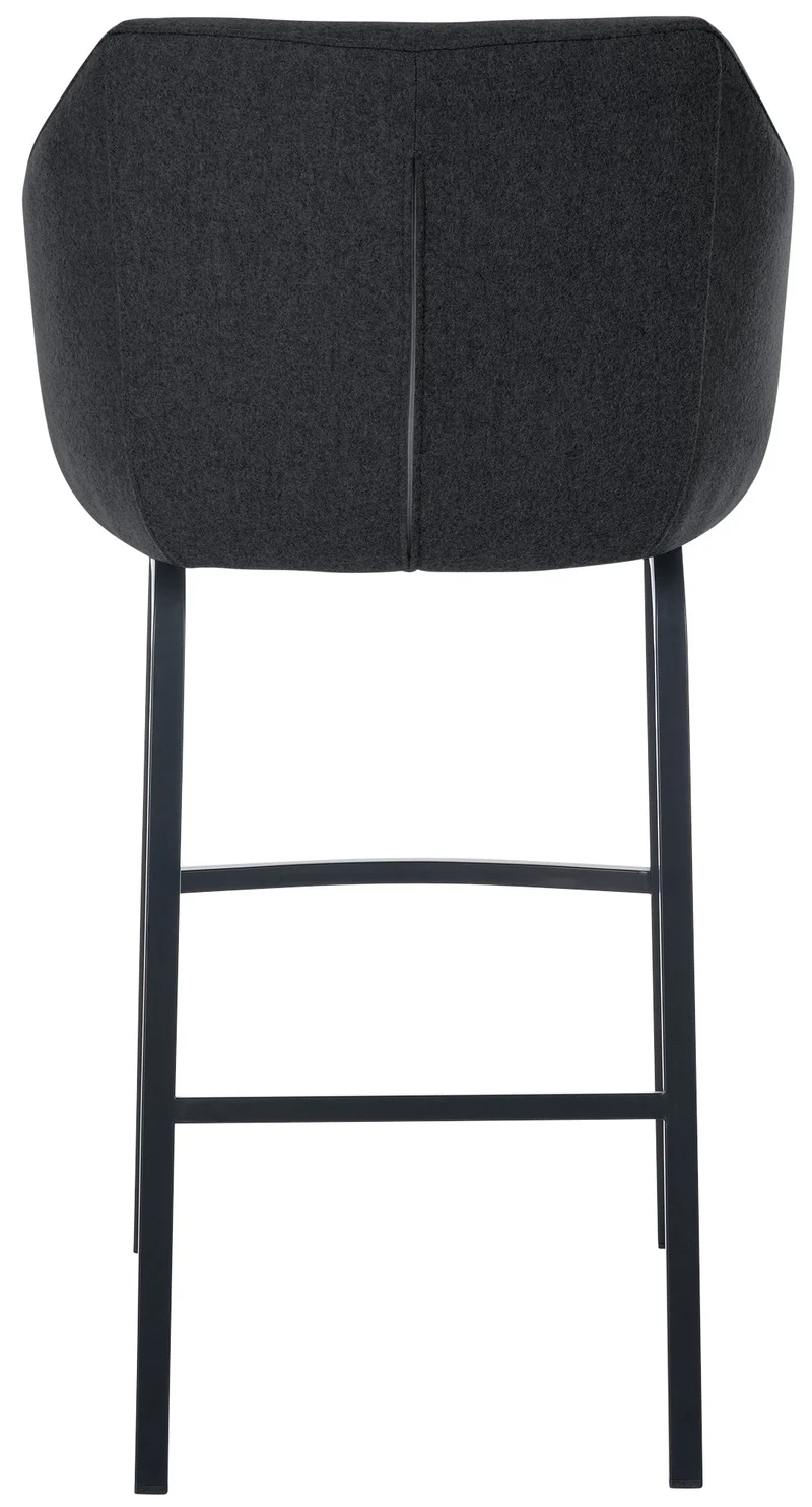 Tabouret de bar chaise haute x1 recouvert de feutrine anthracite avec piètement à quatre pieds en métal noir 10_0005234