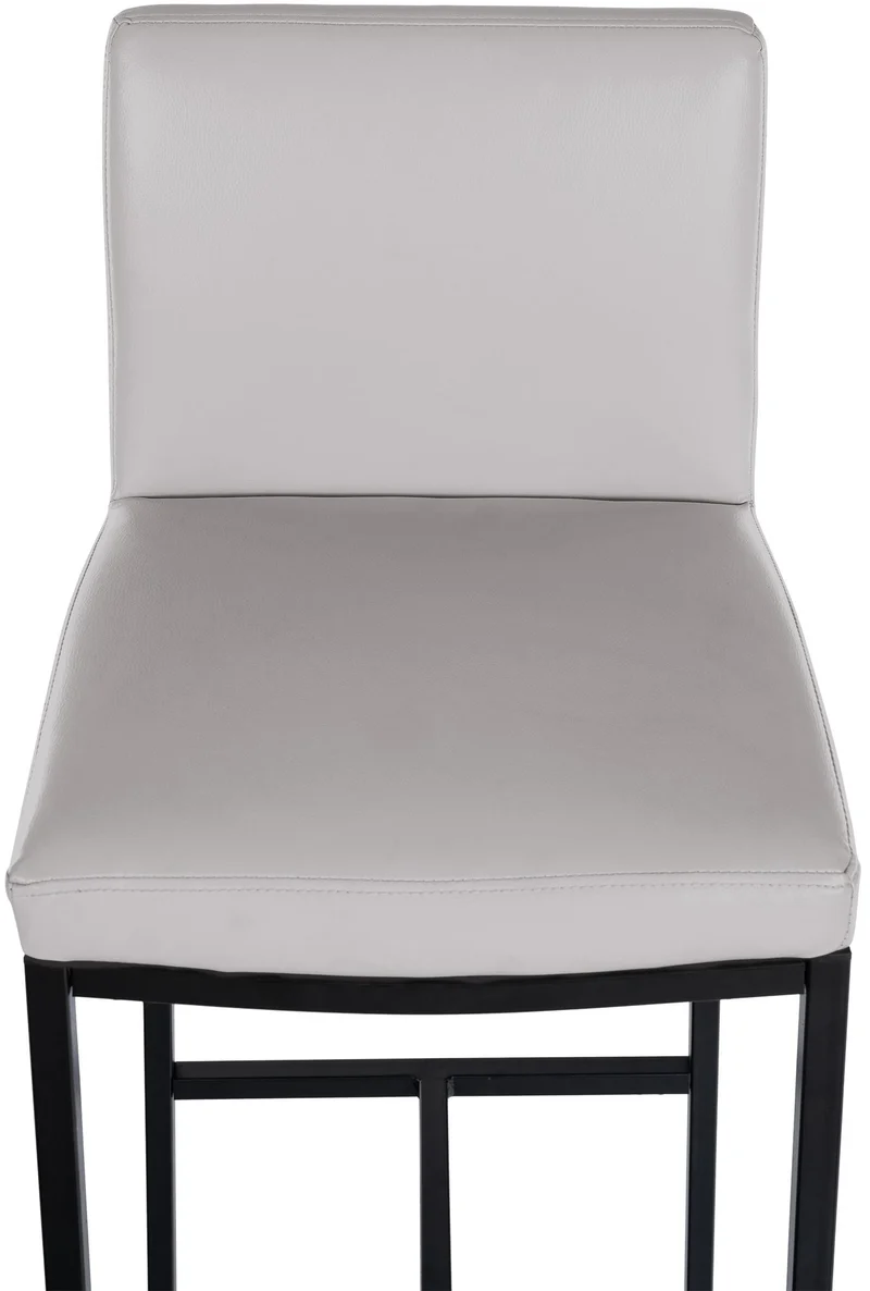 Lot de 2 tabourets de bar design épuré et contemporain en PVC blanc cadre à quatre pieds en métal noir 10_0006628