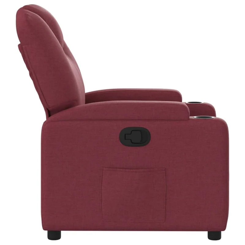 Fauteuil relax TV rembourrage confortable en tissu rouge bordeaux DEC028155
