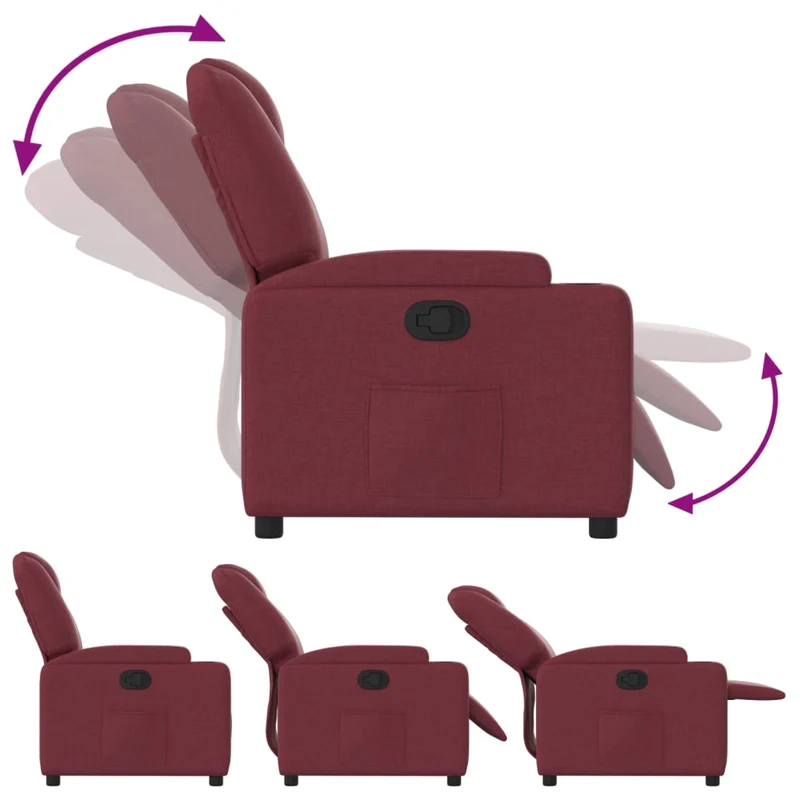 Fauteuil relax TV rembourrage confortable en tissu rouge bordeaux DEC028155