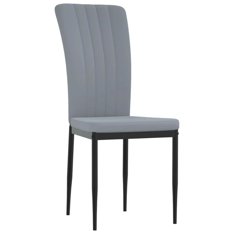 Set de 4 chaises de salle à manger en tissu velours gris couture décorative cadre en fer DEC025623