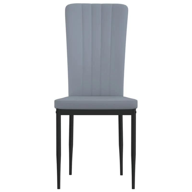 Set de 4 chaises de salle à manger en tissu velours gris couture décorative cadre en fer DEC025623