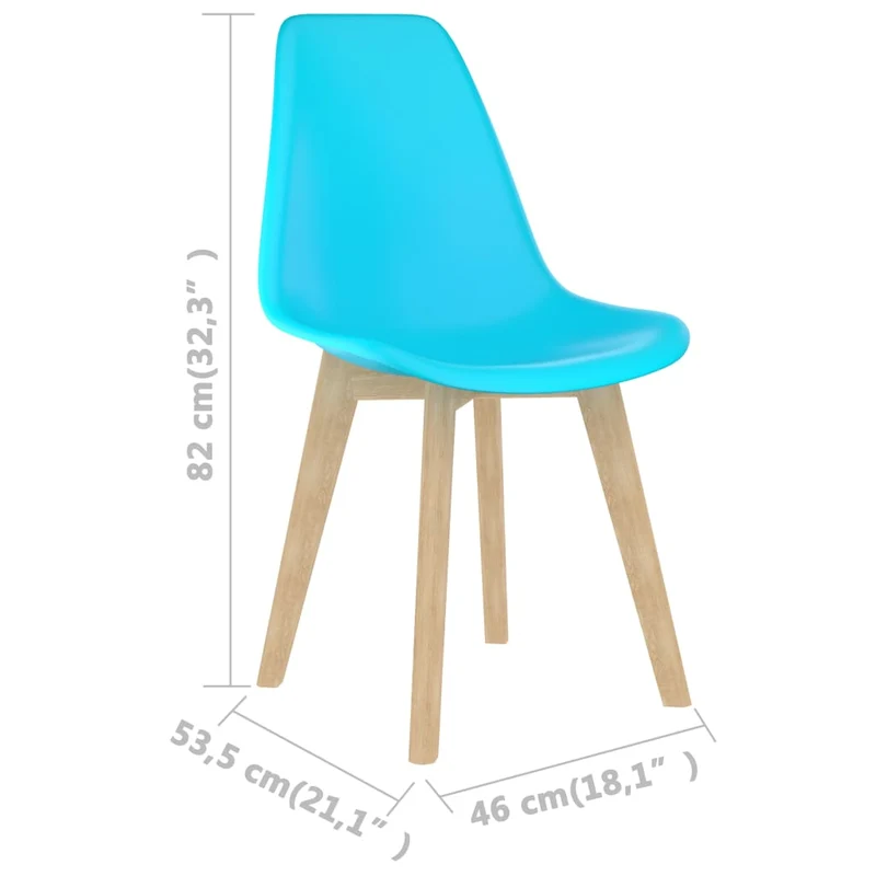 Lot de 2 chaises de salle à manger cuisine design scandinave plastique bleu CDS020214