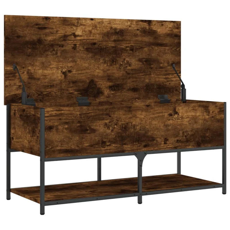 Banc banquette avec espace de rangement 100 x 42,5 x 47 cm bois d'ingénierie couleur chêne fumé DEC024714