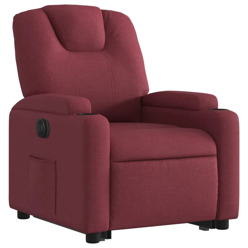 Fauteuil relax TV fonction de levage électrique très confortable en tissu rouge bordeaux DEC028536