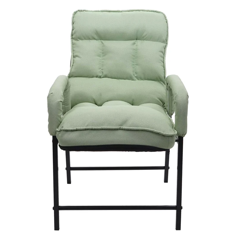 Chaise rembourrée fonction inclinable en métal et tissu vert menthe 04_0006339