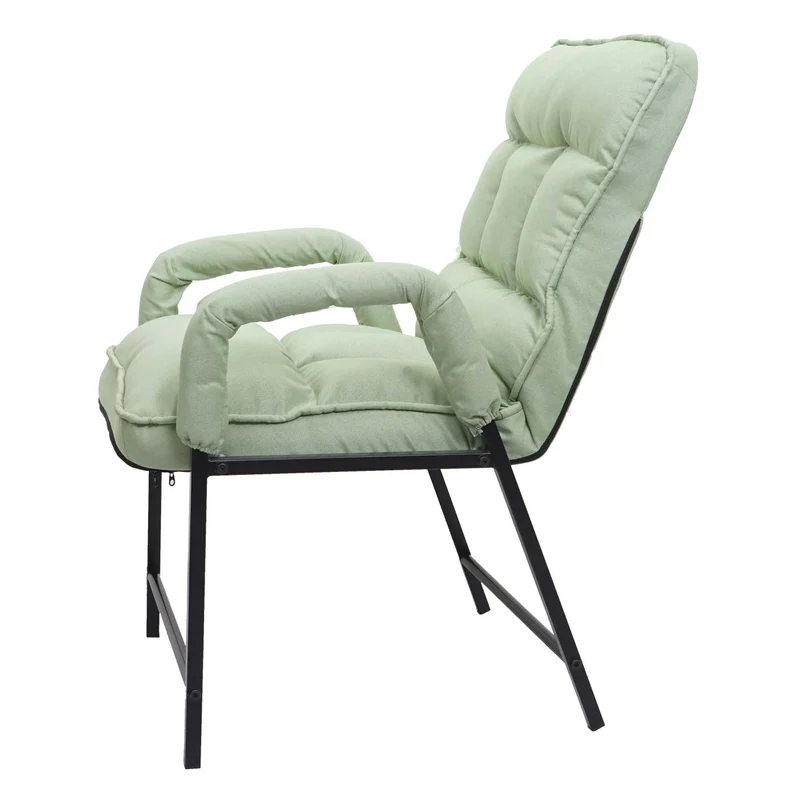 Chaise rembourrée fonction inclinable en métal et tissu vert menthe 04_0006339