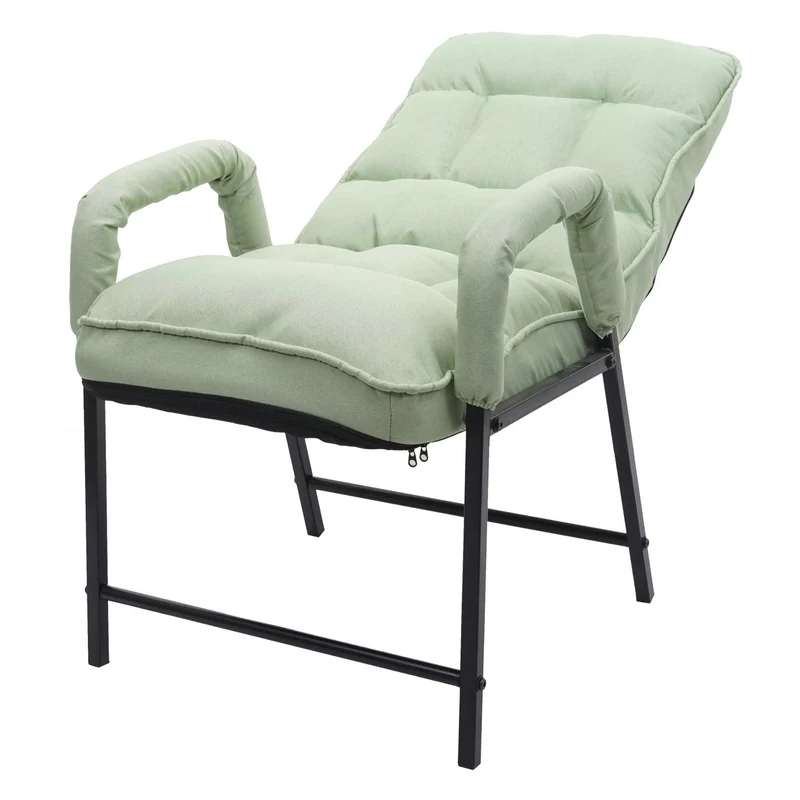 Chaise rembourrée fonction inclinable en métal et tissu vert menthe 04_0006339