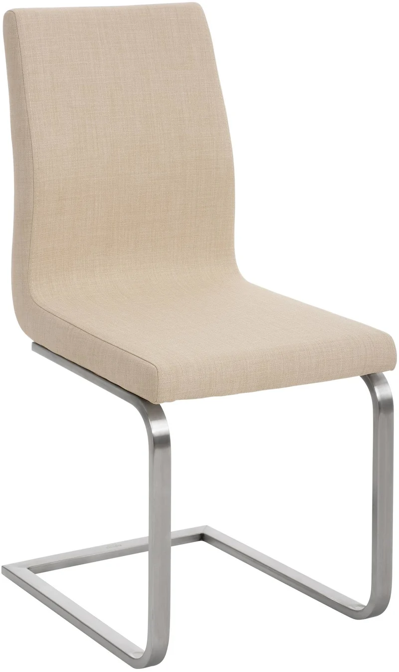 Chaise de salle à manger x1 design moderne en tissu crème support en acier inoxydable 10_0007616