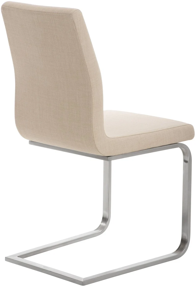 Chaise de salle à manger x1 design moderne en tissu crème support en acier inoxydable 10_0007616