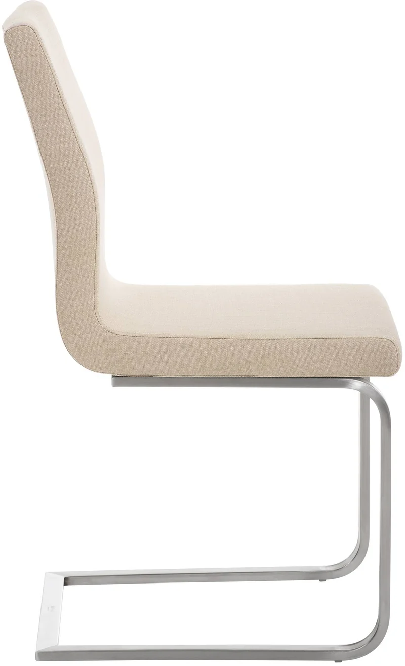 Chaise de salle à manger x1 design moderne en tissu crème support en acier inoxydable 10_0007616