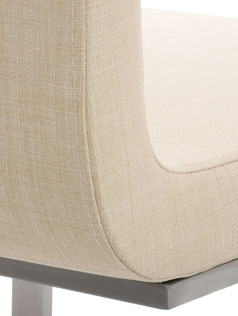 Chaise de salle à manger x1 design moderne en tissu crème support en acier inoxydable 10_0007616