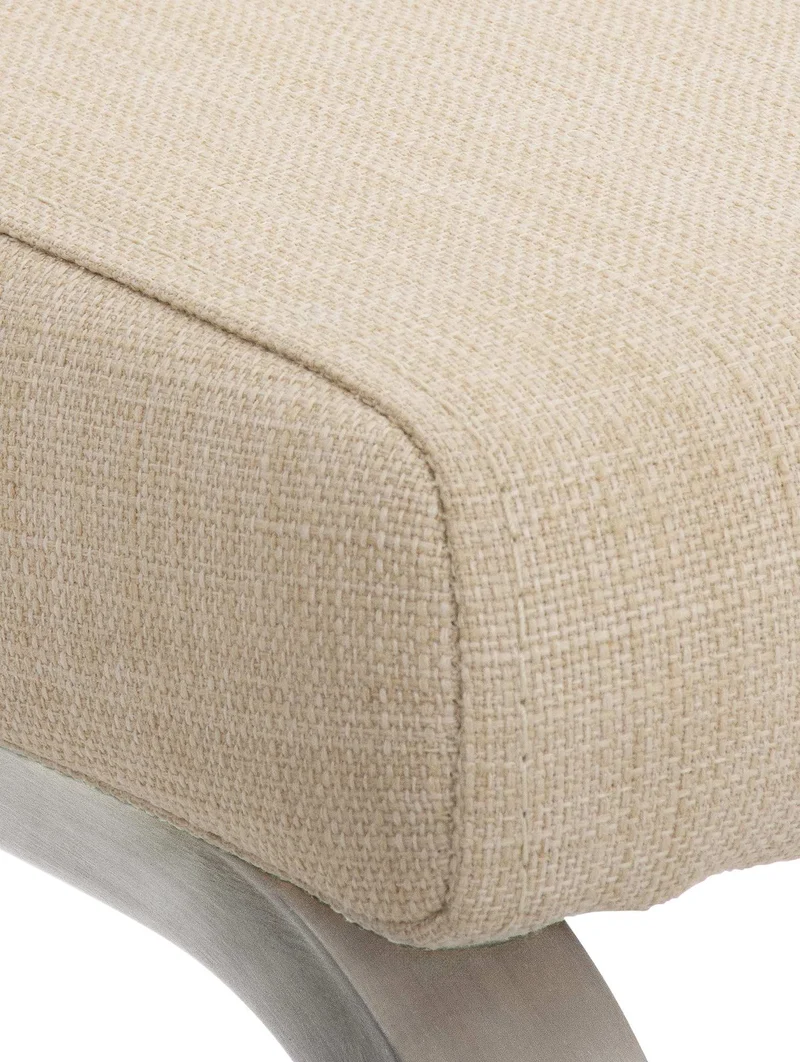 Chaise de salle à manger x1 design moderne en tissu crème support en acier inoxydable 10_0007616