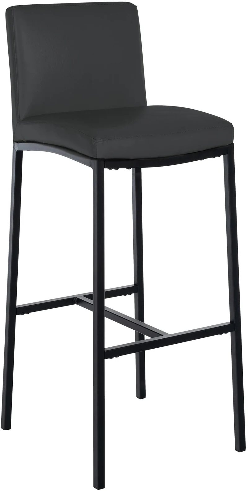 Tabouret de bar x1 design épuré et contemporain en PVC gris foncé cadre à quatre pieds en métal noir 10_0006515