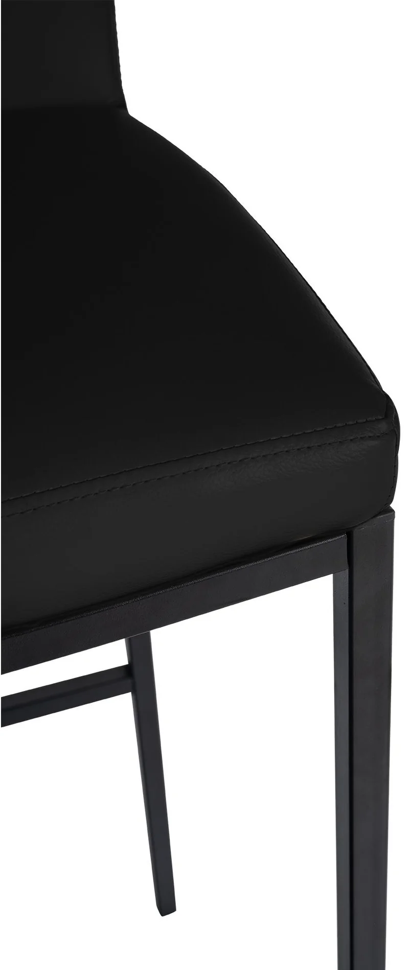 Lot de 2 tabourets de bar design épuré et contemporain en PVC noir cadre à quatre pieds en métal noir 10_0006417