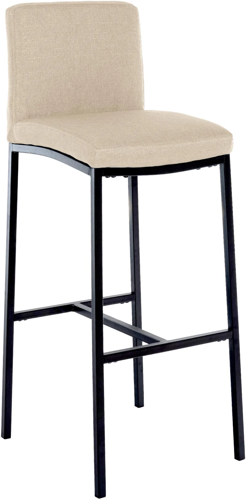 Tabouret de bar x1 design épuré et contemporain en tissu crème cadre à quatre pieds en métal noir 10_0006111