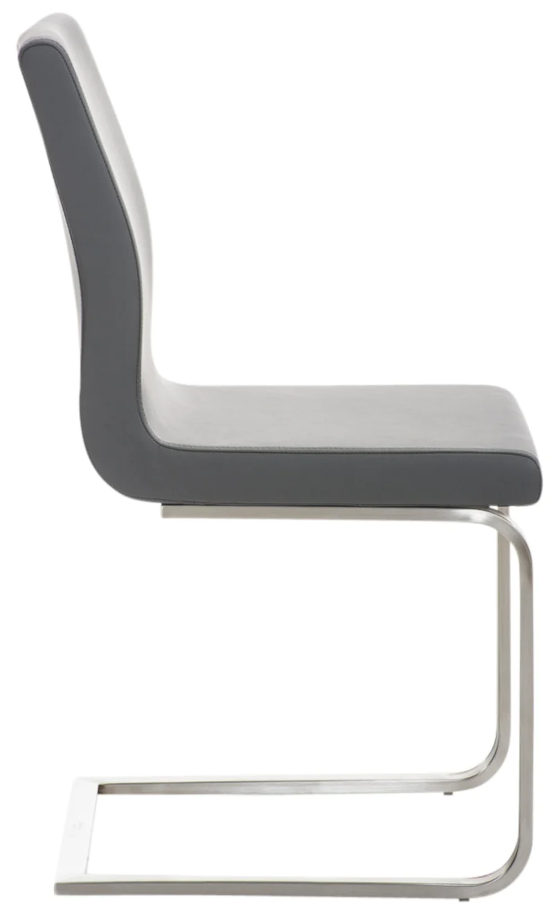 Lot de 2 chaises de salle à manger cuisine salle d'attente en PVC gris et pied en forme luge acier inoxydable 10_0001597