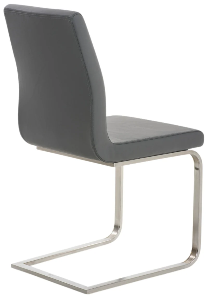 Lot de 2 chaises de salle à manger cuisine salle d'attente en PVC gris et pied en forme luge acier inoxydable 10_0001597