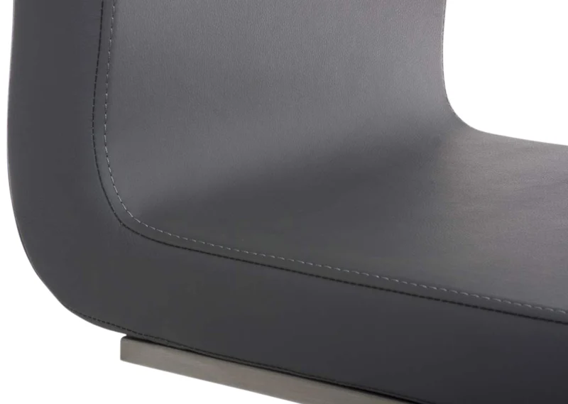 Lot de 2 chaises de salle à manger cuisine salle d'attente en PVC gris et pied en forme luge acier inoxydable 10_0001597