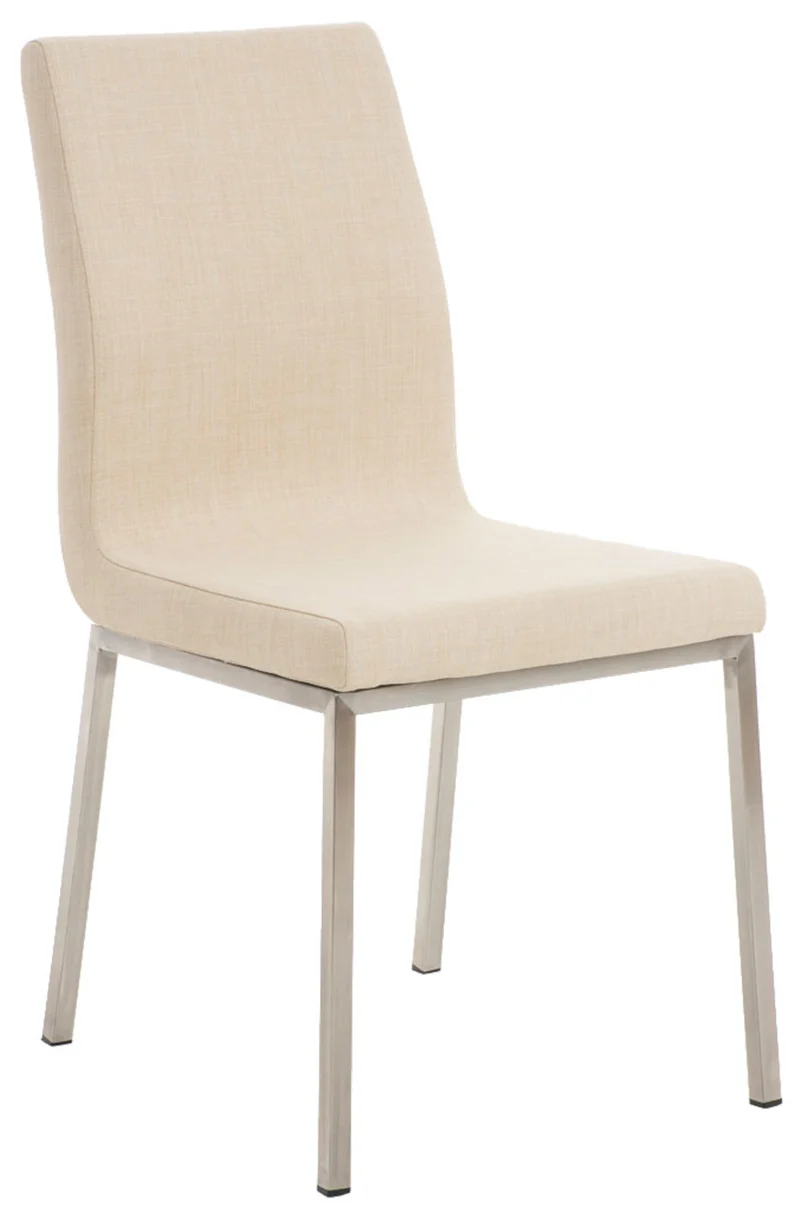 Lot de 2 chaises de salle à manger style épuré en tissu crème et acier inoxydable 10_0007757