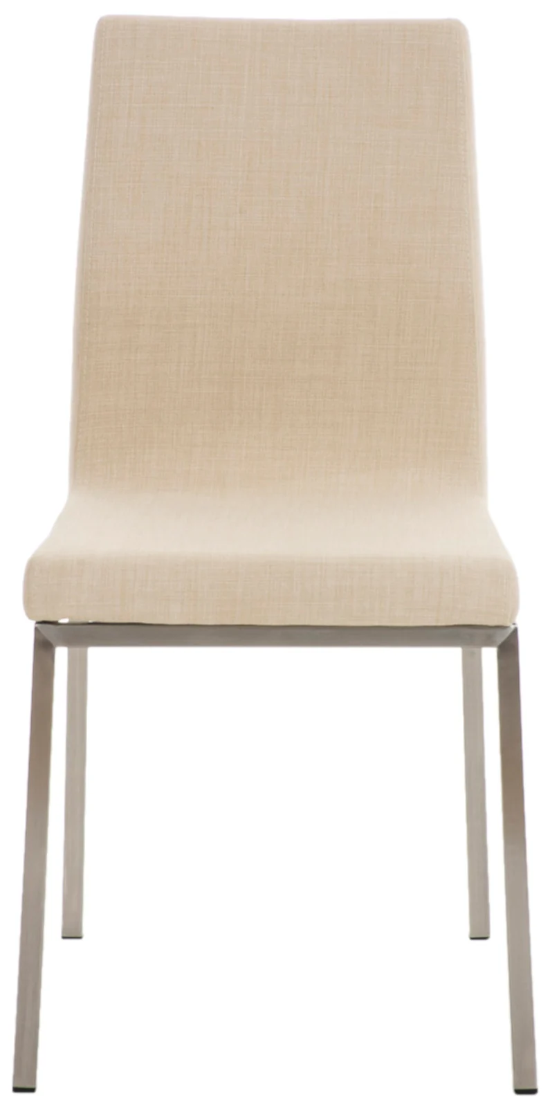 Lot de 2 chaises de salle à manger style épuré en tissu crème et acier inoxydable 10_0007757
