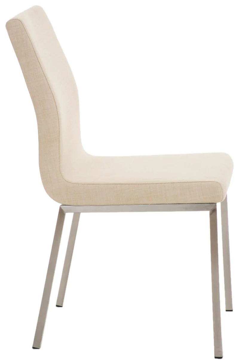 Lot de 2 chaises de salle à manger style épuré en tissu crème et acier inoxydable 10_0007757
