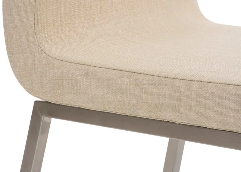Lot de 2 chaises de salle à manger style épuré en tissu crème et acier inoxydable 10_0007757