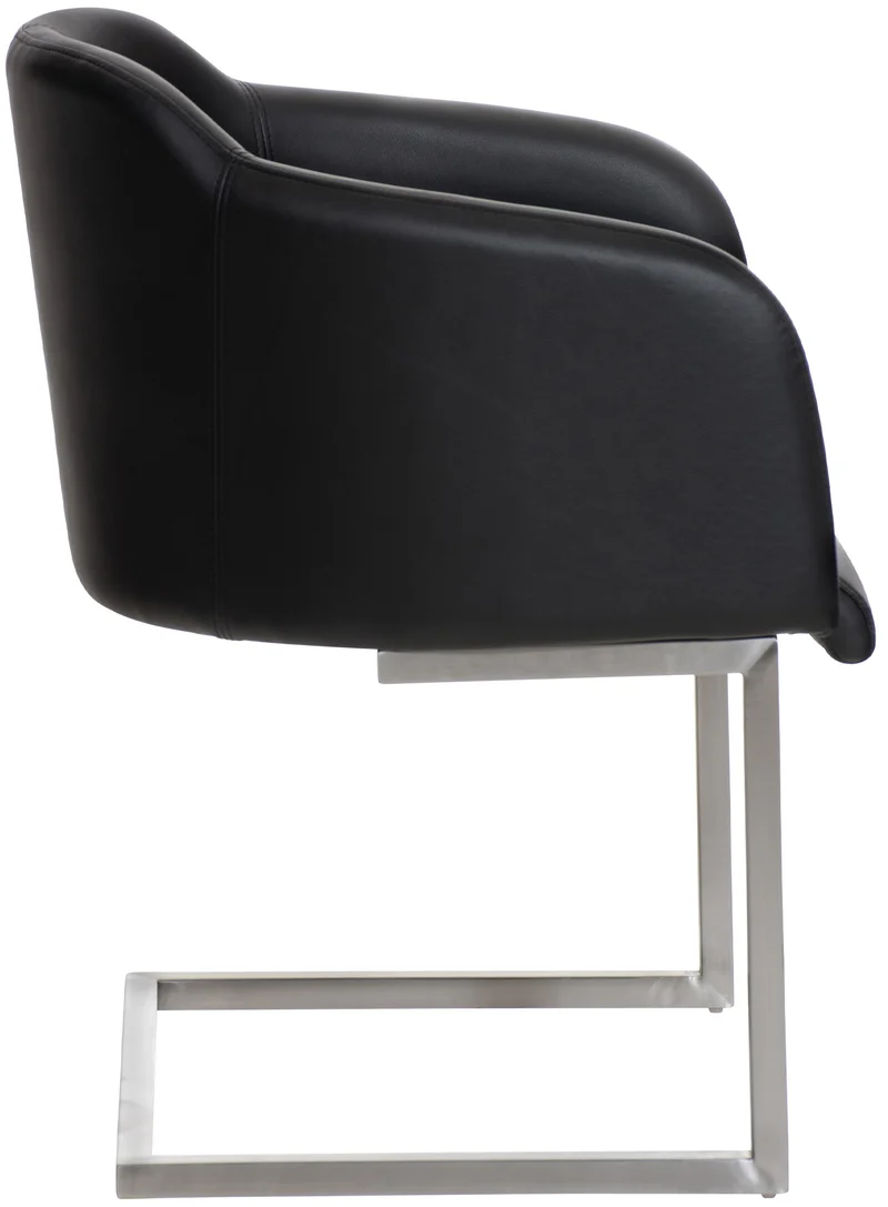 Chaise de salle à manger fauteuil visiteur design moderne en PVC noir et acier inoxydable 10_0001914