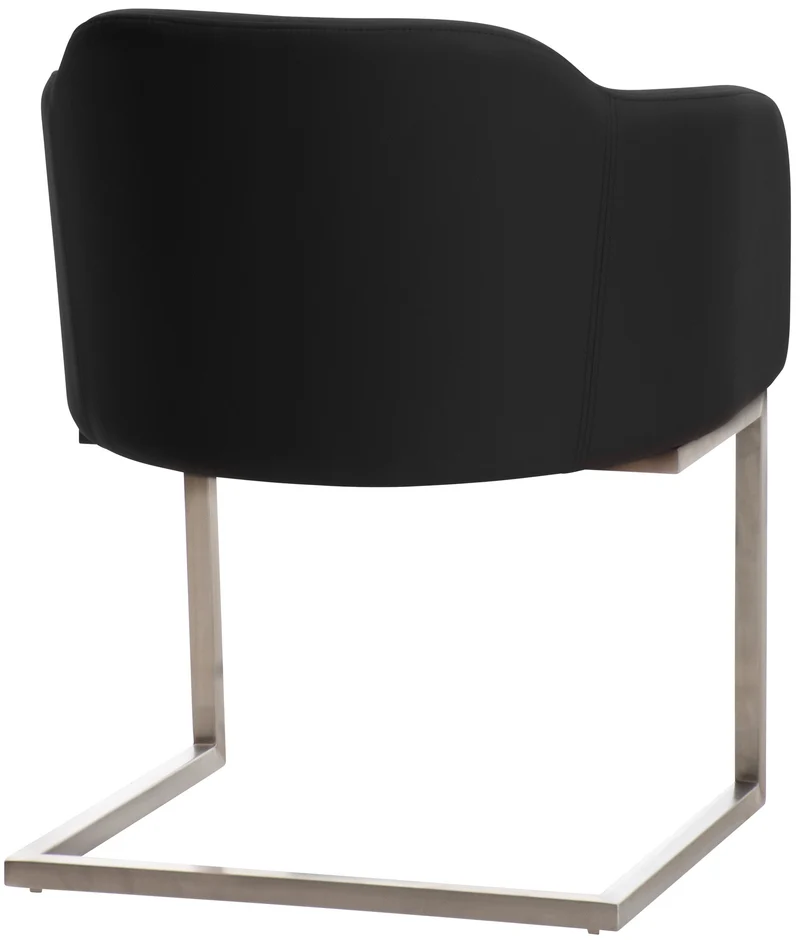 Chaise de salle à manger fauteuil visiteur design moderne en PVC noir et acier inoxydable 10_0001914