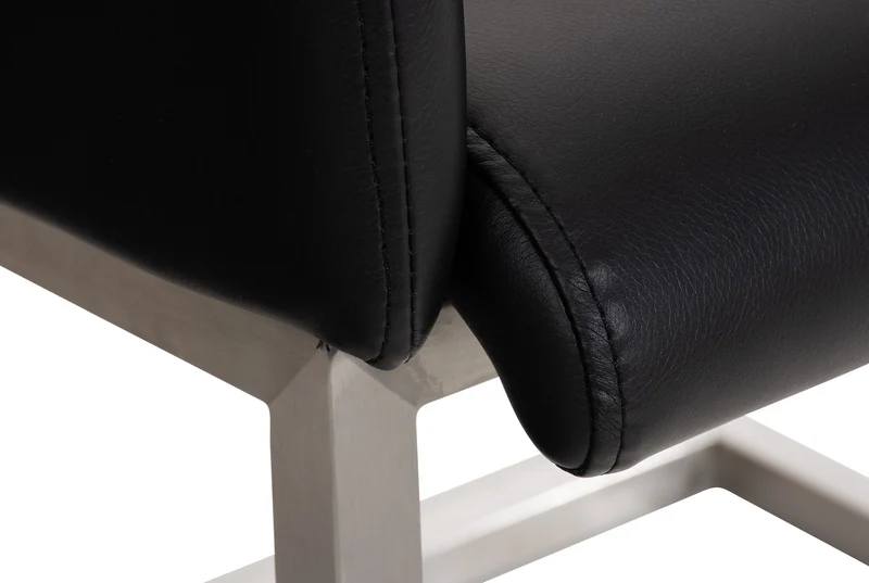 Chaise de salle à manger fauteuil visiteur design moderne en PVC noir et acier inoxydable 10_0001914