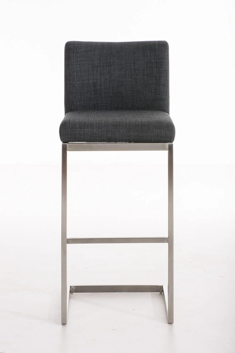 Tabouret de bar x1 design moderne avec repose-pied en tissu gris foncé et acier inoxydable 10_0000779