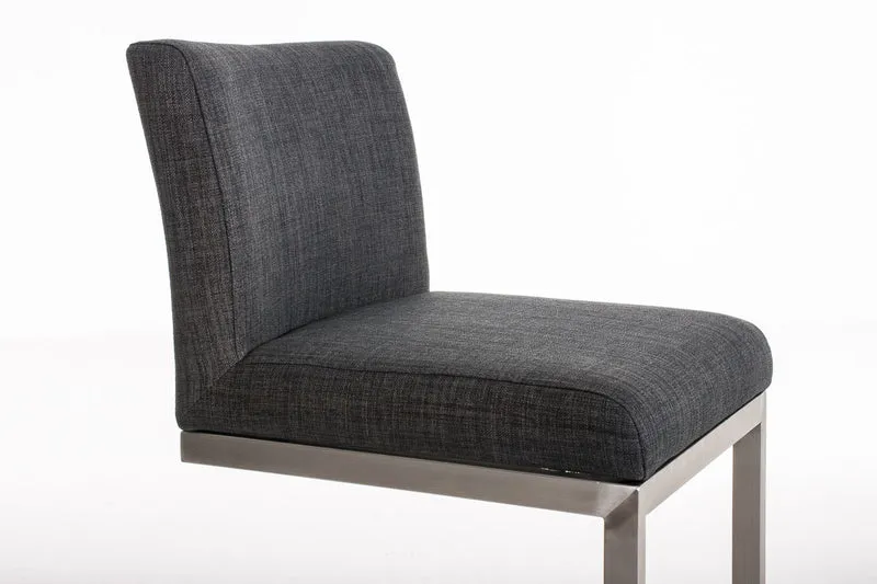 Tabouret de bar x1 design moderne avec repose-pied en tissu gris foncé et acier inoxydable 10_0000779