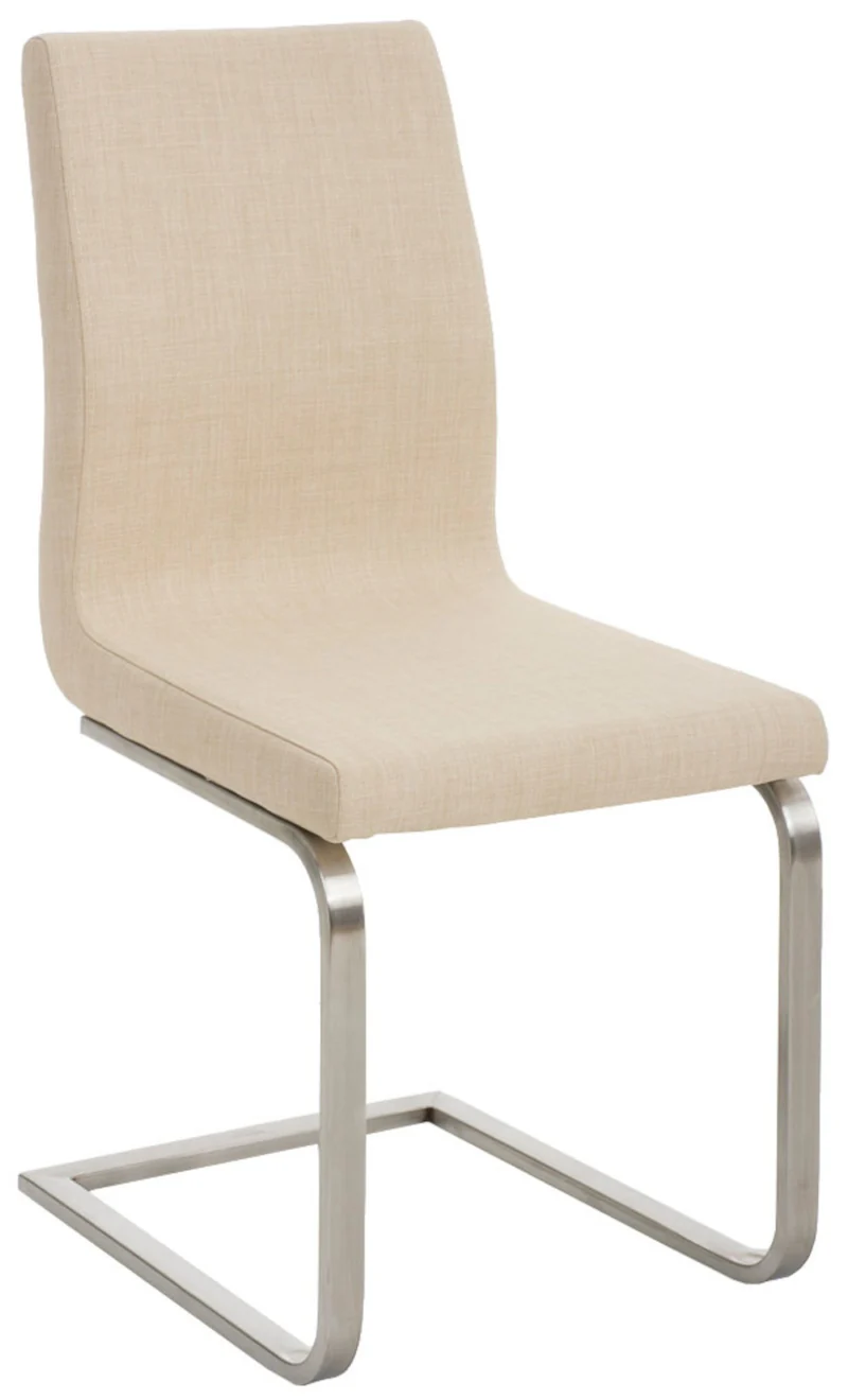 Chaise de salle à manger x1 design moderne en tissu crème support en acier inoxydable 10_0007756