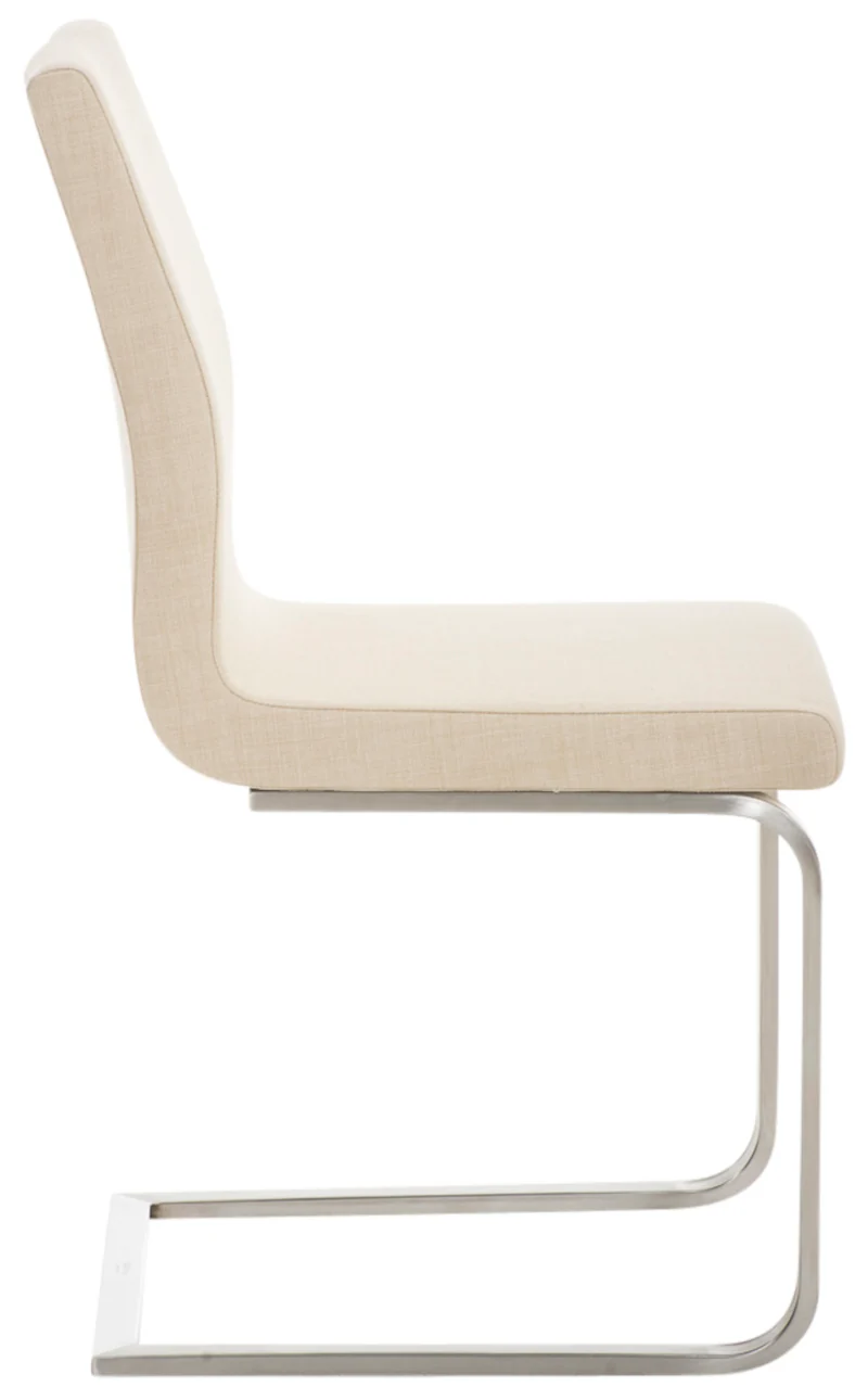 Chaise de salle à manger x1 design moderne en tissu crème support en acier inoxydable 10_0007756