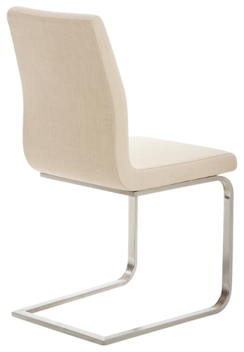 Chaise de salle à manger x1 design moderne en tissu crème support en acier inoxydable 10_0007756