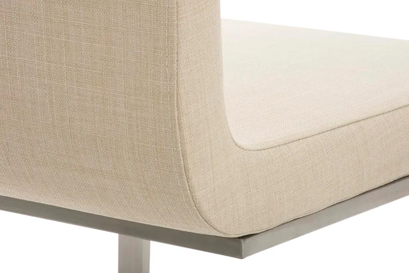 Chaise de salle à manger x1 design moderne en tissu crème support en acier inoxydable 10_0007756