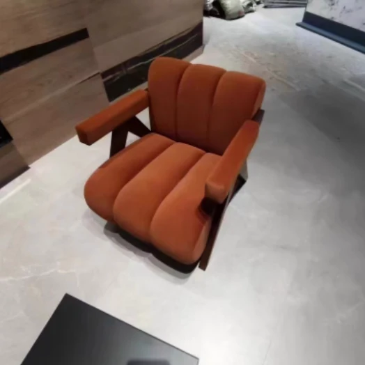 Contemporary Creative Velvet Pine Wood V-Leg Wavy Square Accent Chair With Backrest Armrests For Living Room