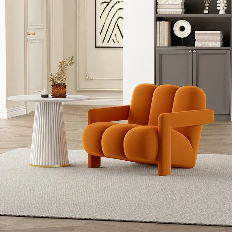 Contemporary Creative Velvet Pine Wood V-Leg Wavy Square Accent Chair With Backrest Armrests For Living Room