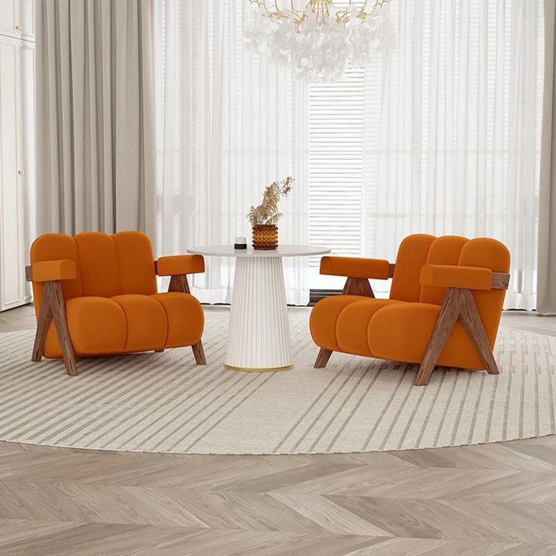 Contemporary Creative Velvet Pine Wood V-Leg Wavy Square Accent Chair With Backrest Armrests For Living Room